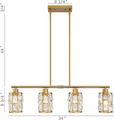 Miniatura 5 de MEXO Lámpara colgante de cristal para isla de cocina, comedor, araña de granja dorada cerca del techo, iluminación sobre mesa, 10068-GD