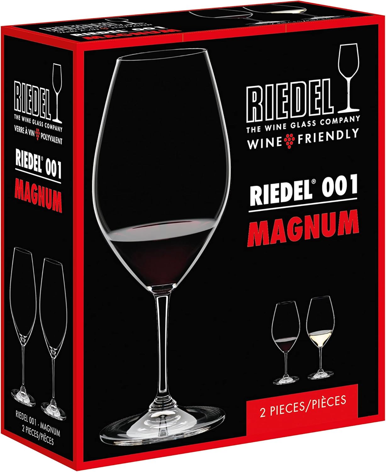 Riedel Personalized Wine Friendly Magnum Wine Glasses, Set of 2 Custom Engraved Large Crystal Wine Glass for Red or White Wine, Home Bar Accessories