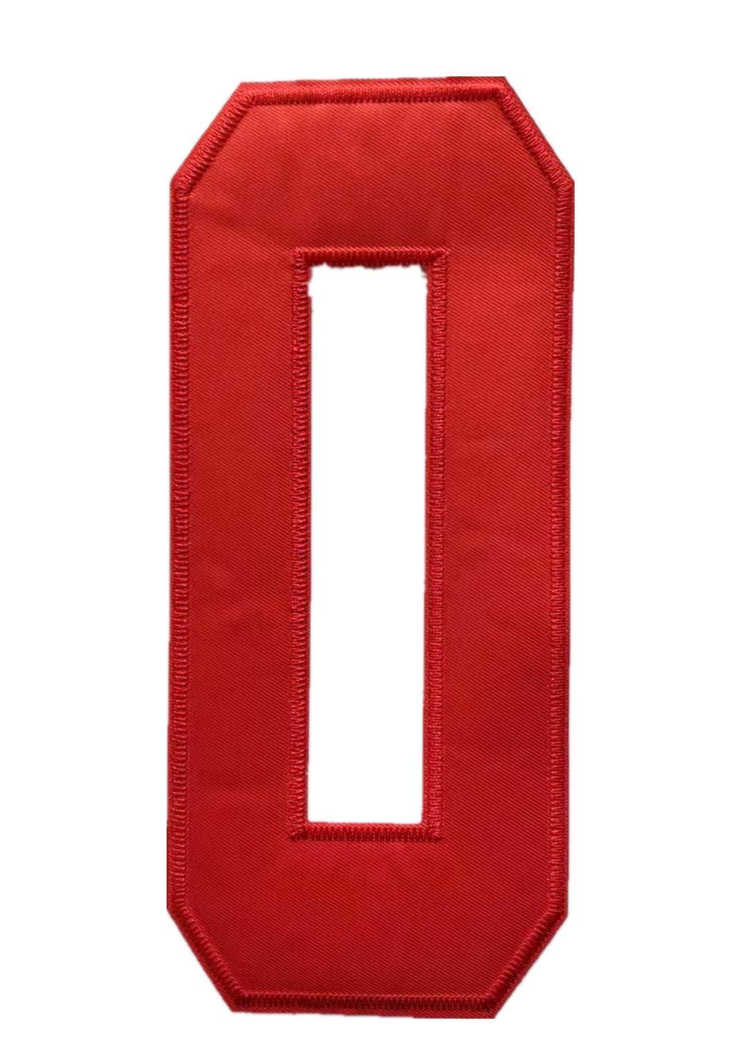 8 Inch Red Number Patch 0 Iron On Jersey T-Shirt Jacket Jeans Patches Embroidered Handmade Craft DIY Accessory Patch 0