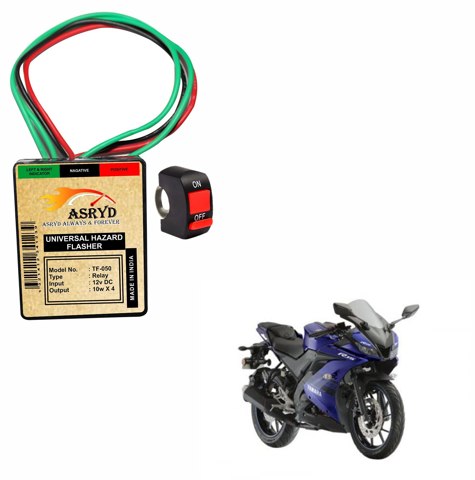 (6 Month Warranty) Plug & Play Highway Indicator Universal Bikes Multimode Blinker Hazard Flasher 16 Patterns Relay Bulb/LED Indicators For Bike Yamaha YZF R15 V3 (With ON/Off Switch)-image-39