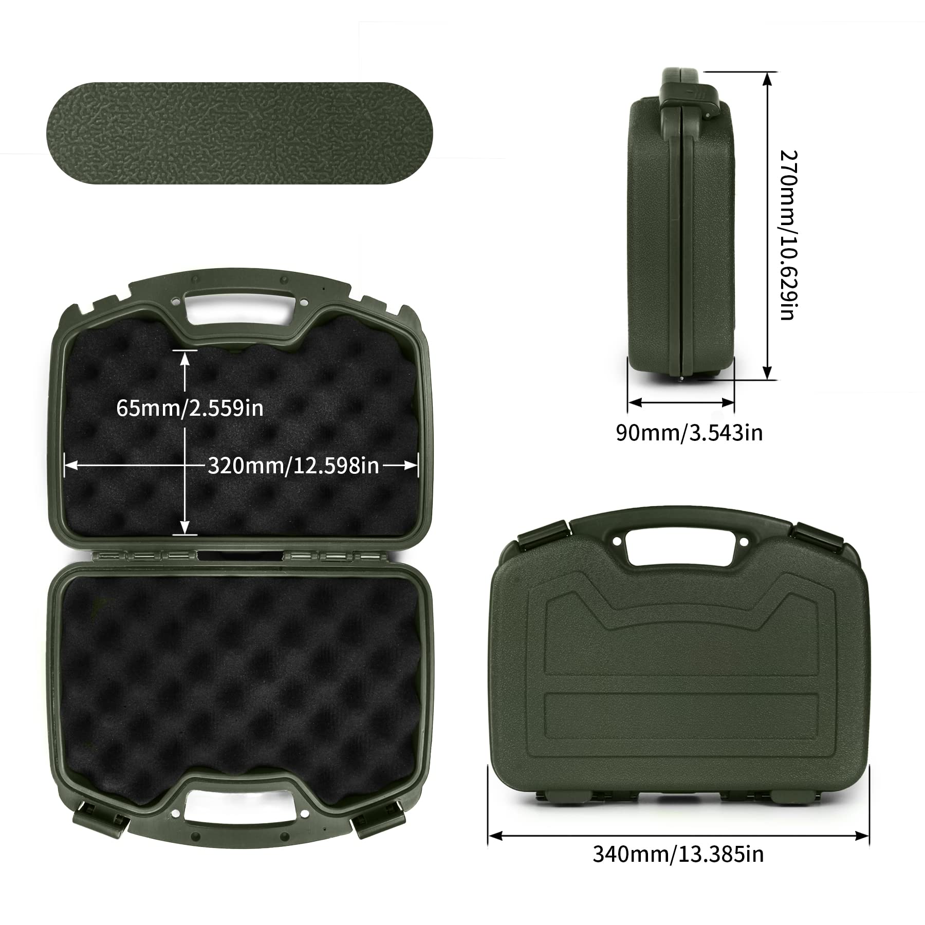 GUGULUZA Waffenkoffer für Pistolen mit Schaumstoffeinsatz, Abschließbar Wasserdicht Pistolenkoffer, 33.5 × 27 × 8.7 cm