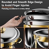 Vista 6 de Chafing Dishes for Buffet, 4 Pack 5QT Round Stainless Steel Chafing Dish Set for Home Parties, Christmas Gatherings, Catering Events Complete Buffet
