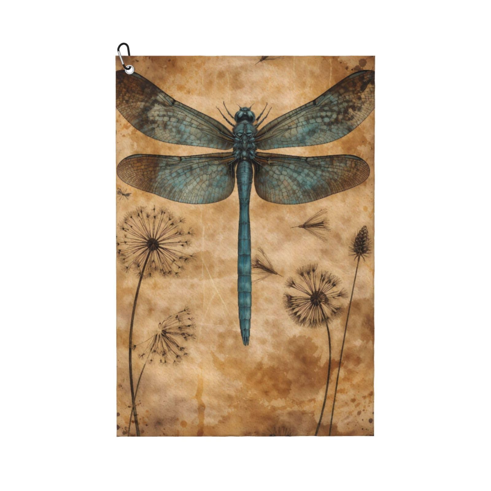 Oudrspo Vintage Elegant Dragonfly Multi-Functional Golf Towel | Absorbent Quick Drying 16x24in
