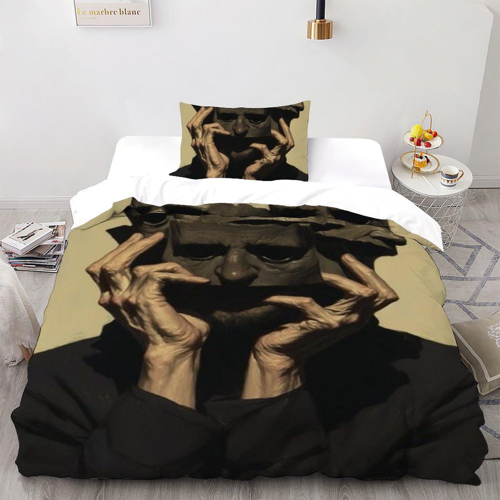Housse de couette single 135x200 anti-plis imprimé 3D literie microfibre mystérieux taies enfants