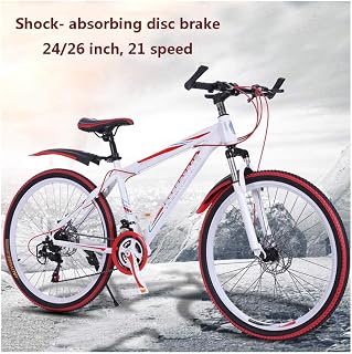WSJYP 24/26 inch Mountain Bike Adult, Mountain Trail Bike Aluminum alloy Outroad Bicycles, Bicycle MTB Gears Dual Disc Brakes Mountain Bicycle,24in-B