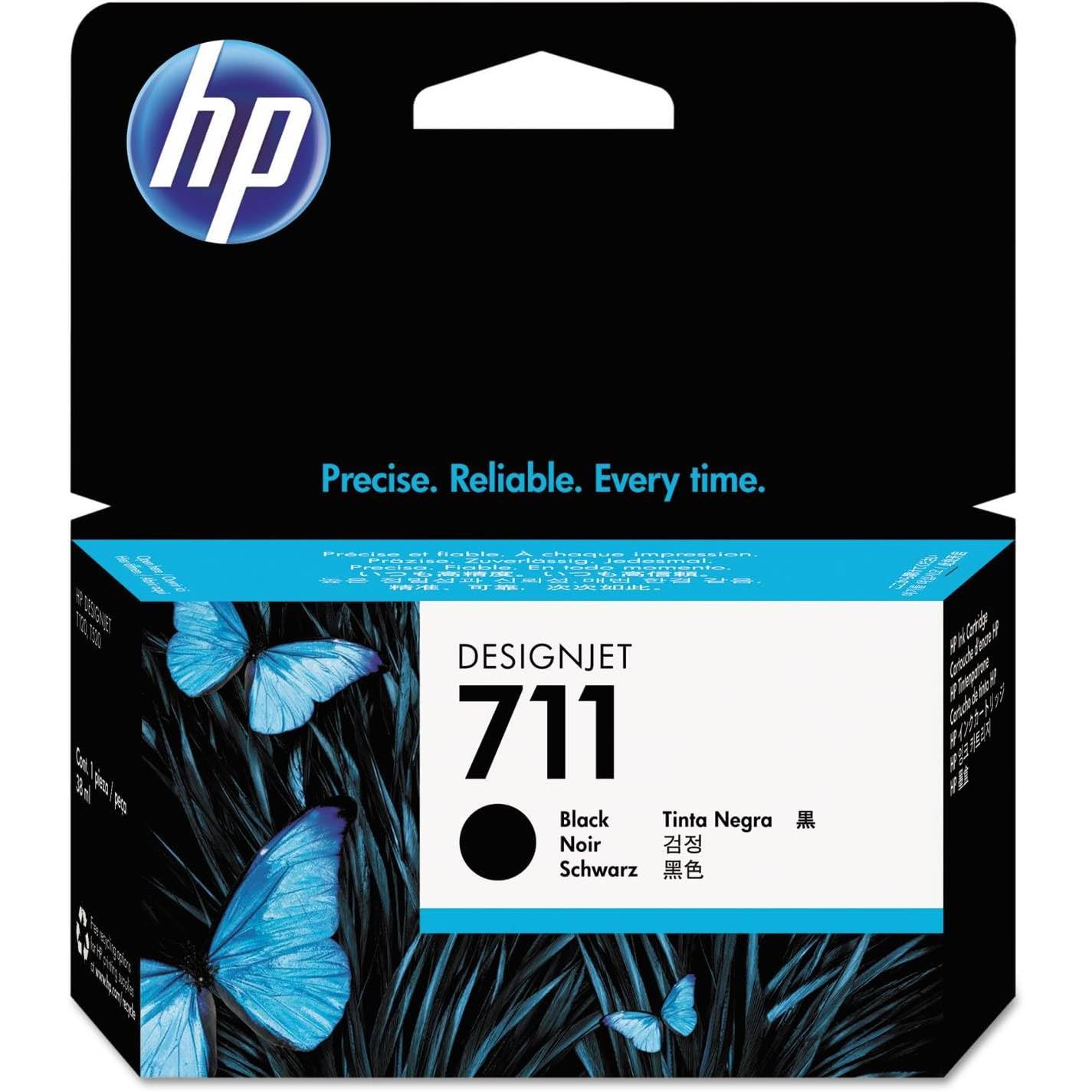 HP 711 Negro, Cartucho de Tinta Original | Compatible con las impresoras plotter de gran formato DesignJet T120, T125, T130, T520, T525 y T530 (CZ129A)