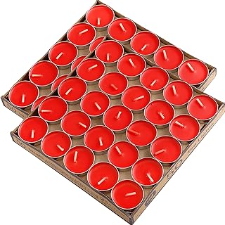 100 Pack Tea Lights - Smokeless, Unscented, Dripless & Long Lasting Mini Tealight Candles for Home, Weddings & Parties (Red)