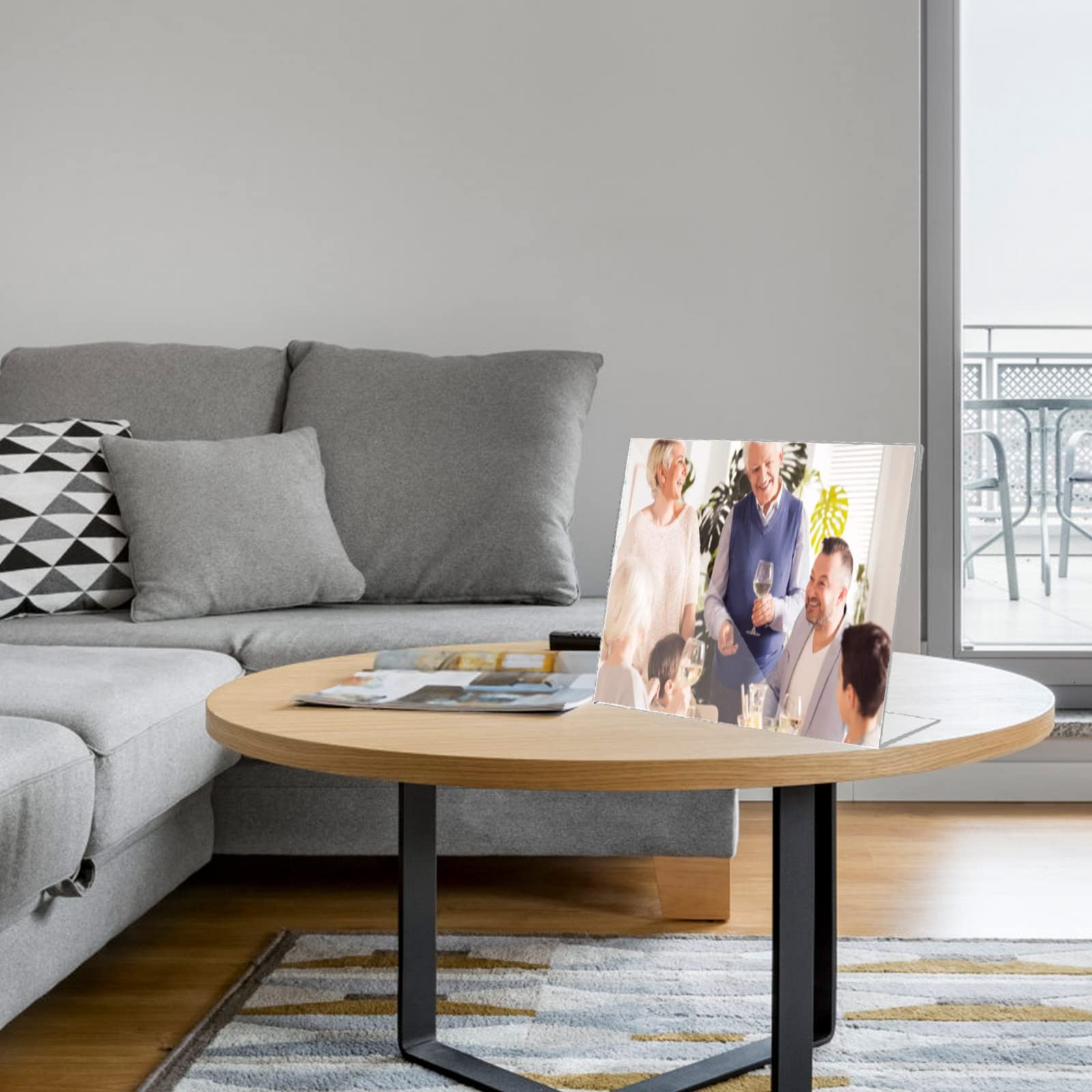 Lot de 6 supports horizontaux en acrylique de 21,6 x 27,9 cm avec dos incliné en acrylique transparent pour cadre publicitaire, cadres photo, promotions, restaurants, bureau