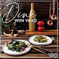 Vista 4 de Vikko Plato de ensalada, juego de 6 platos blancos, postre, ensalada, plato de aperitivo, porcelana fina de hueso, platos de postre apilables de 8