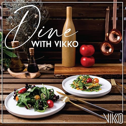 Miniatura 9 de Vikko Plato de ensalada, juego de 6 platos blancos, porcelana de hueso, platos de postre apilables de 6.5 pulgadas