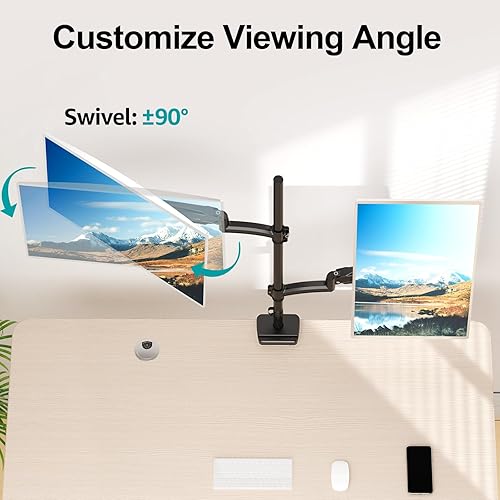 Miniatura 5 de MOUNT PRO Soporte vertical para monitor doble, soporte de monitor apilado para 2 pantallas de computadora de hasta 32 pulgadas, soporte de