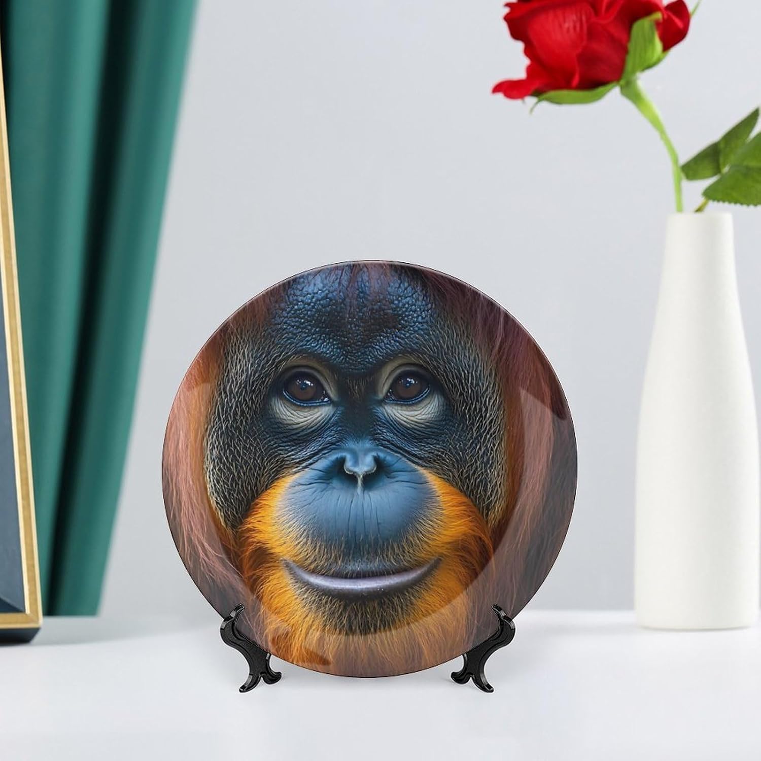 Majestic Orangutan Monkey Bone China Decorative Porcelain Plates Dinnerware Ornaments