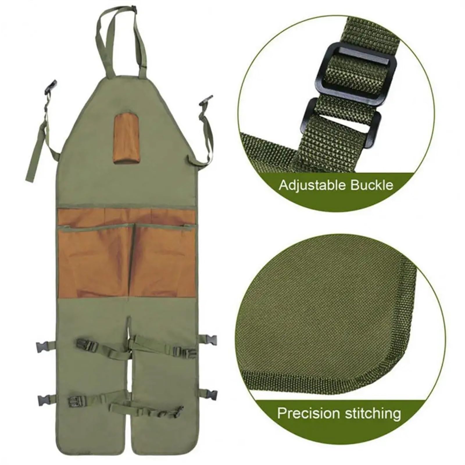 Tablier de Jardin en Tissu Oxford avec Plusieurs Poches, Jambes Fendues, idéal for la Maison, l'atelier, Les Outils de Travail de Jardinage, Accessoires pour Le Travail(Dark Brown)