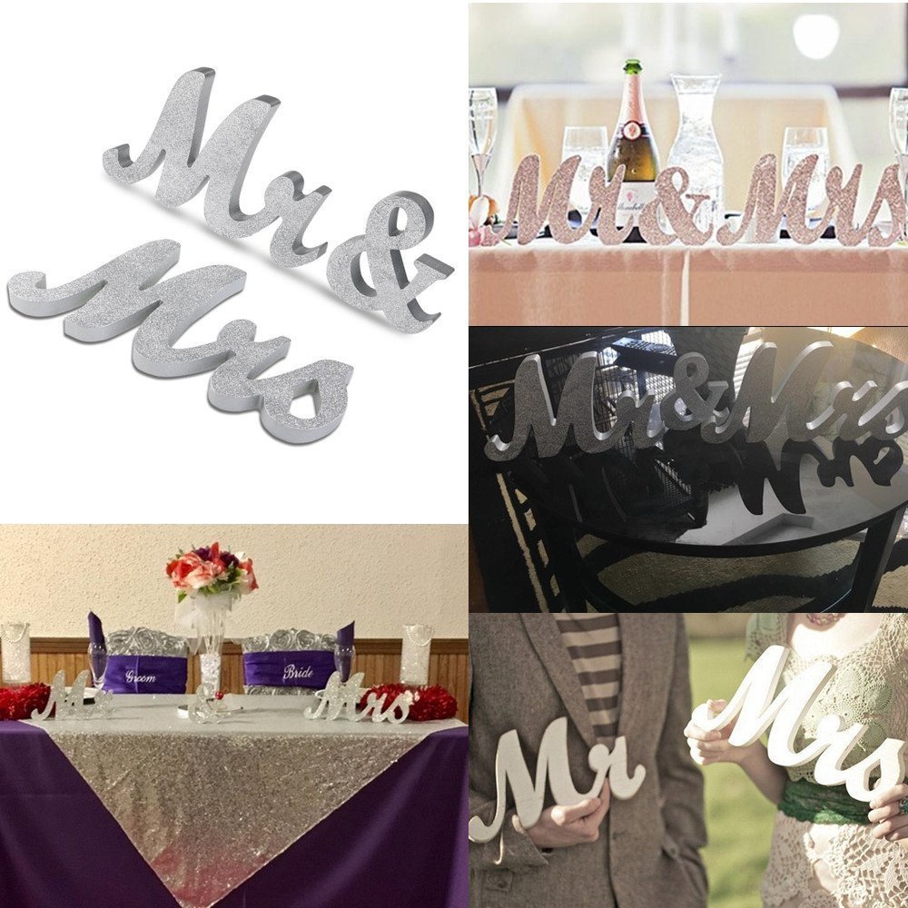 Lettres Mr & Mrs En Bois Blanc - Décoration Table Mariage Élégante Et Romantique