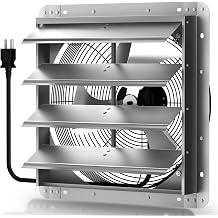 Xcity 24" Shutter Exhaust Fan with 6 ft Power Cord, High Speed AC Motor, 3100 CFM, 1400 RPM, Wall Mount Ventilation Fan with Automatic Gravity Louvers, for Garage, Shed, Commercial, Attic, Waterproof