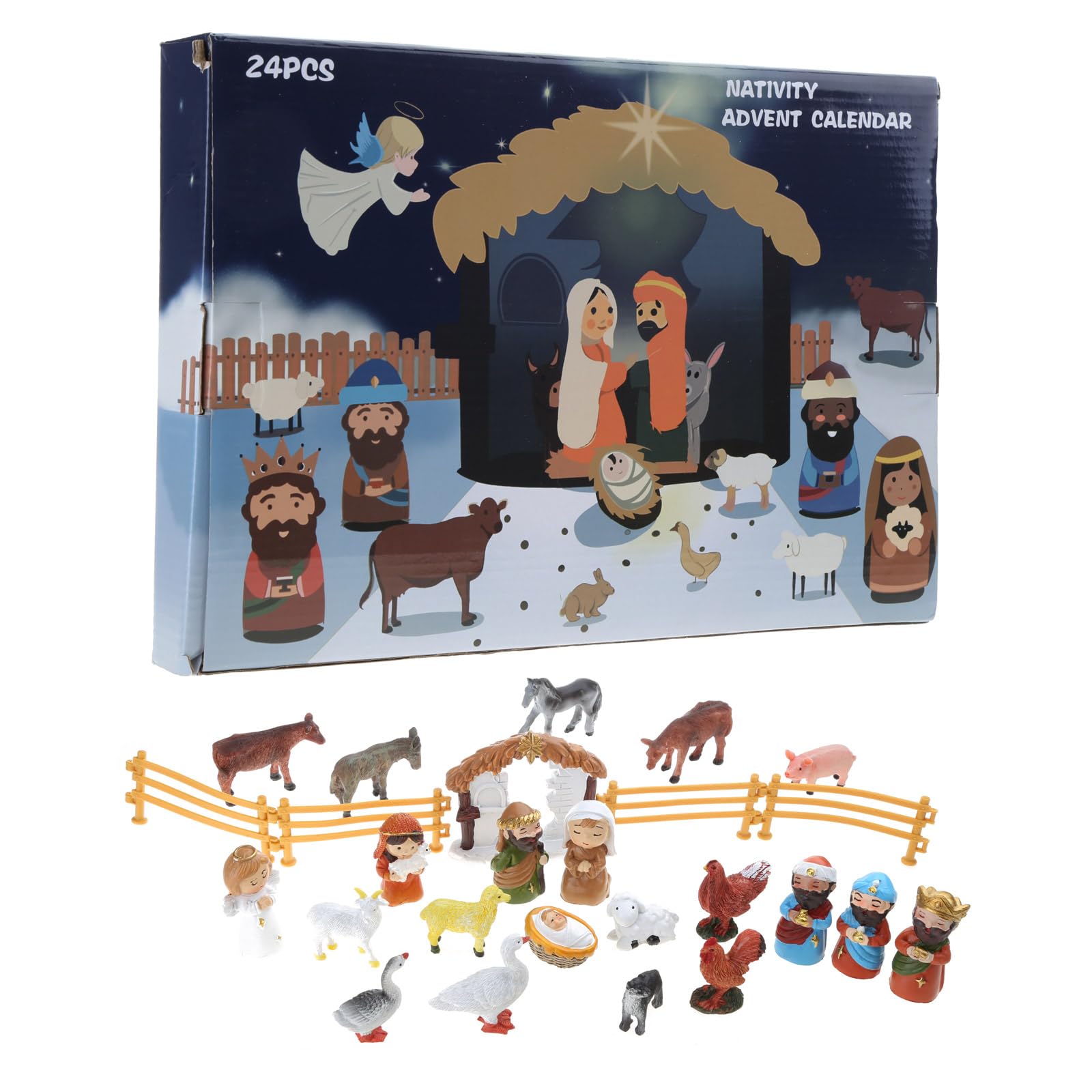 yanwuwa Creative Nativity Set Countdown Calendar for Kids, Resin, Ideal for Children and Teens Creative Advent Calendar