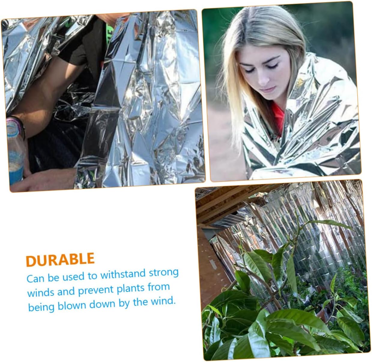 12sheets Reflective Warm Keeping Film for Gardening Insulation Foil for Winter Plant Growth Outdoor Emergency Blanket for Greenhouse Use