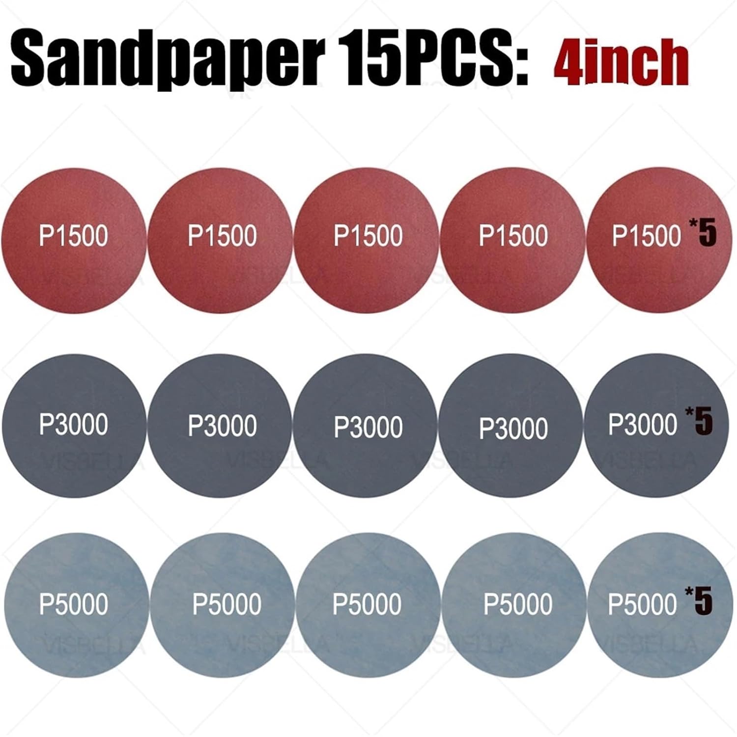 6/5/4/3Inch Spolishing Paper Sanding Disc Pad Metal Wheel Polishing Restoration Sandpaper Kit(4inch 15pcs)