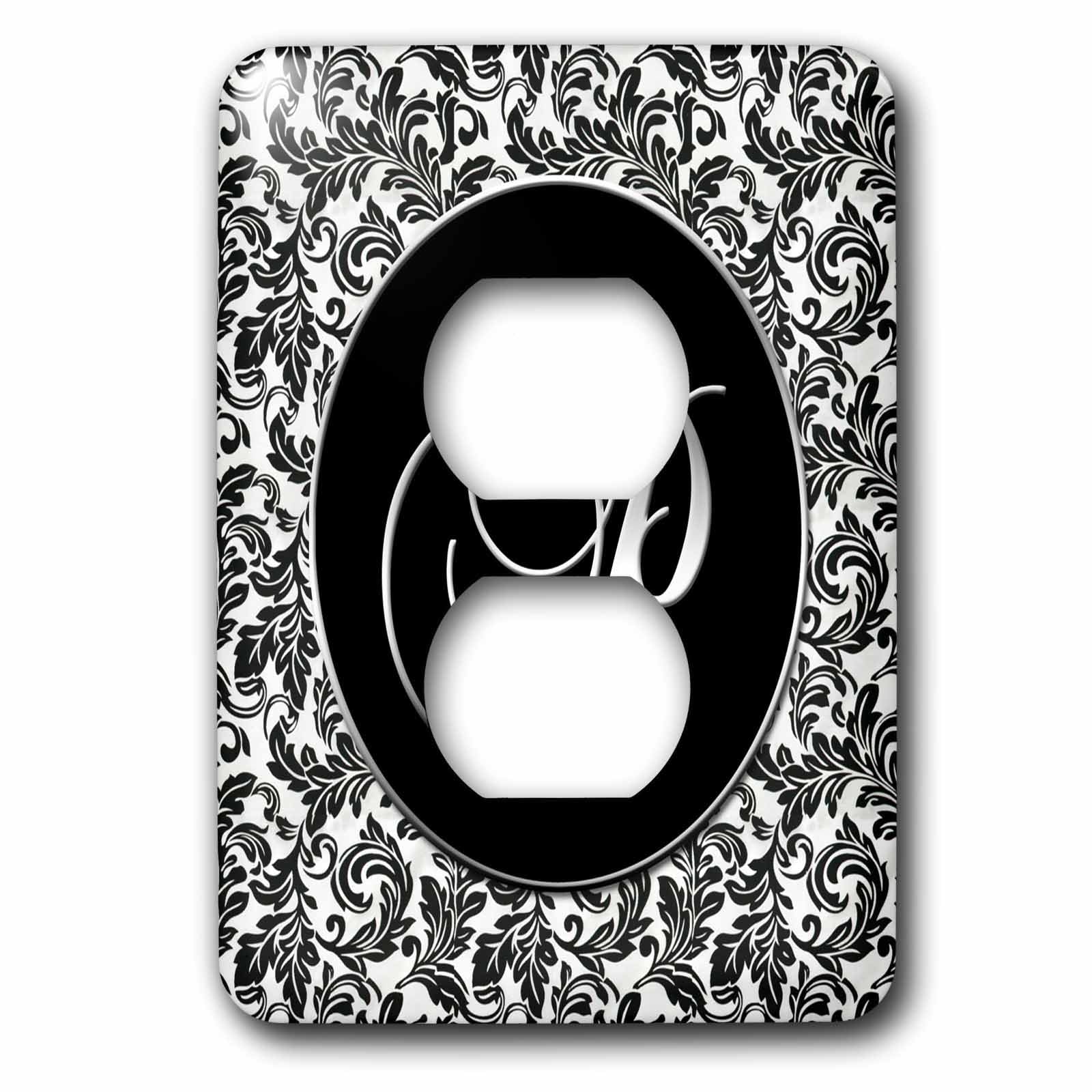 Lettre P damas noir et blanc habille vos double prises de salon 15,2 cm