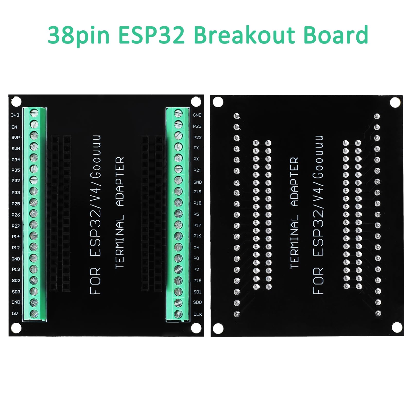 TNSLAND Scheda Breakout ESP32 38 Pin Espansione GPIO - Scheda ESP32 Adattatore Splitter con Morsetti a Vite e Pin Header, PCB Doppio Strato Senza Saldatura per Scheda ESP32 Sviluppo DIY 3 Pezzi