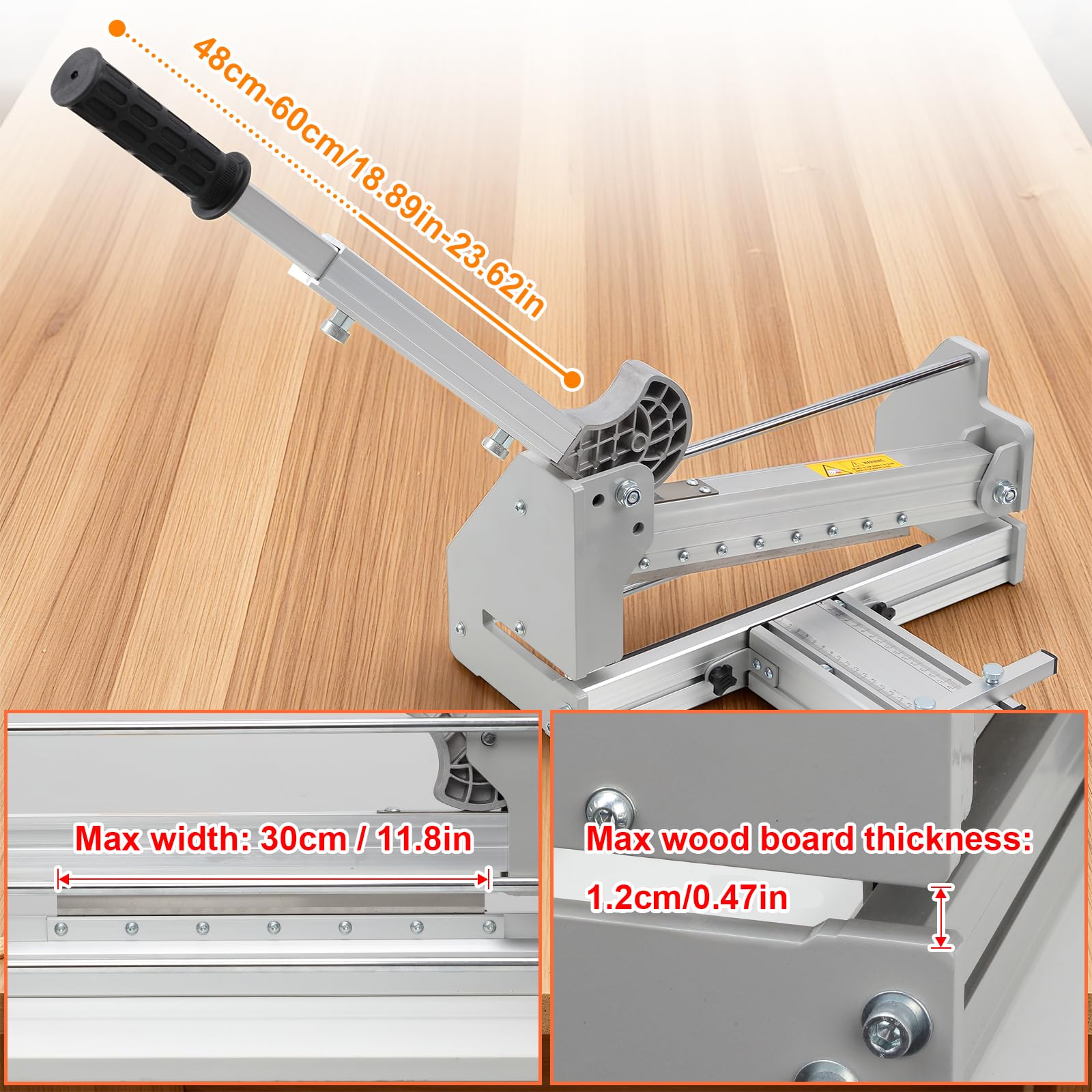Taglierina Manuale per Laminato 300 mm, Spessore di Taglio 12 mm, Utensile Professionale per Pavimenti in Vinile, PVC, LVT, SPC, WPC, Parquet e Legno Ingegnerizzato, Taglio Pulito e Silenzioso