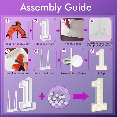 Vista 194 de Marco de números iluminados de 4 pies precortado, números de marquesina gigante, números 7, números de mosaico para globos, decoraciones de Número