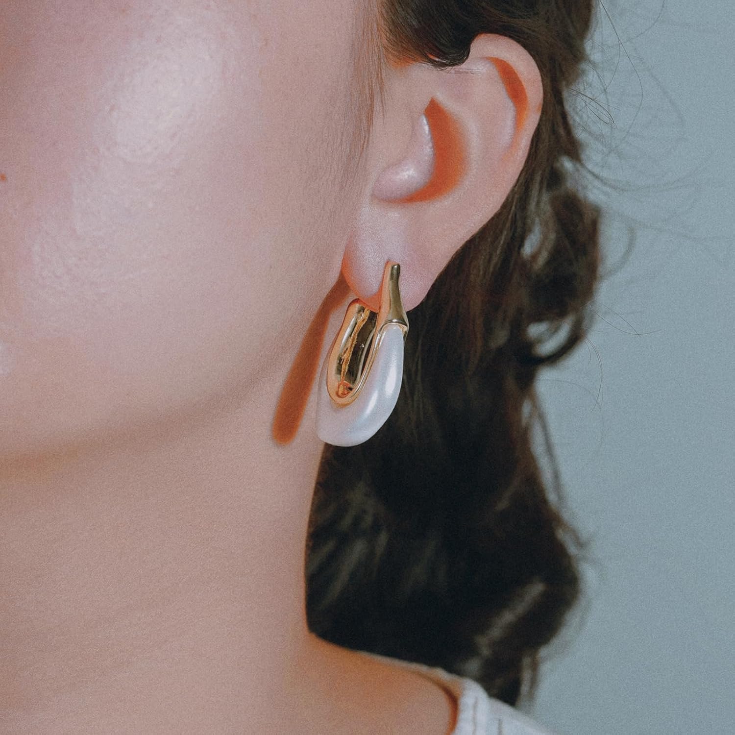 Acrylic Gold Hoop Earrings Chunky Huggie Statement Vintage Earrings Cute Resin Drop Earring Trendy Jewelry Gifts for Women - Image 6