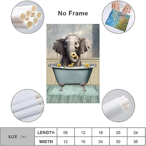 Miniatura 3 de Gynaver Divertido póster de baño de elefante para baño, divertido graffiti decoración de pared para dormitorio, pintura para sala de estar, baño,