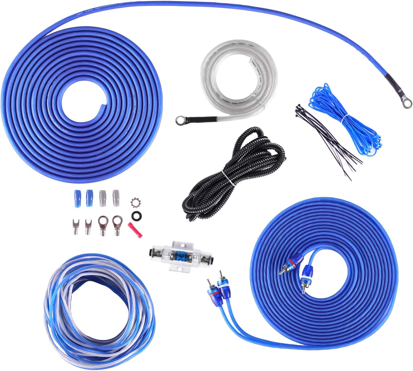 Skar Audio 8 Gauge OFC Complete Amplifier Installation Wiring Kit, SKAR8MANL-OFC