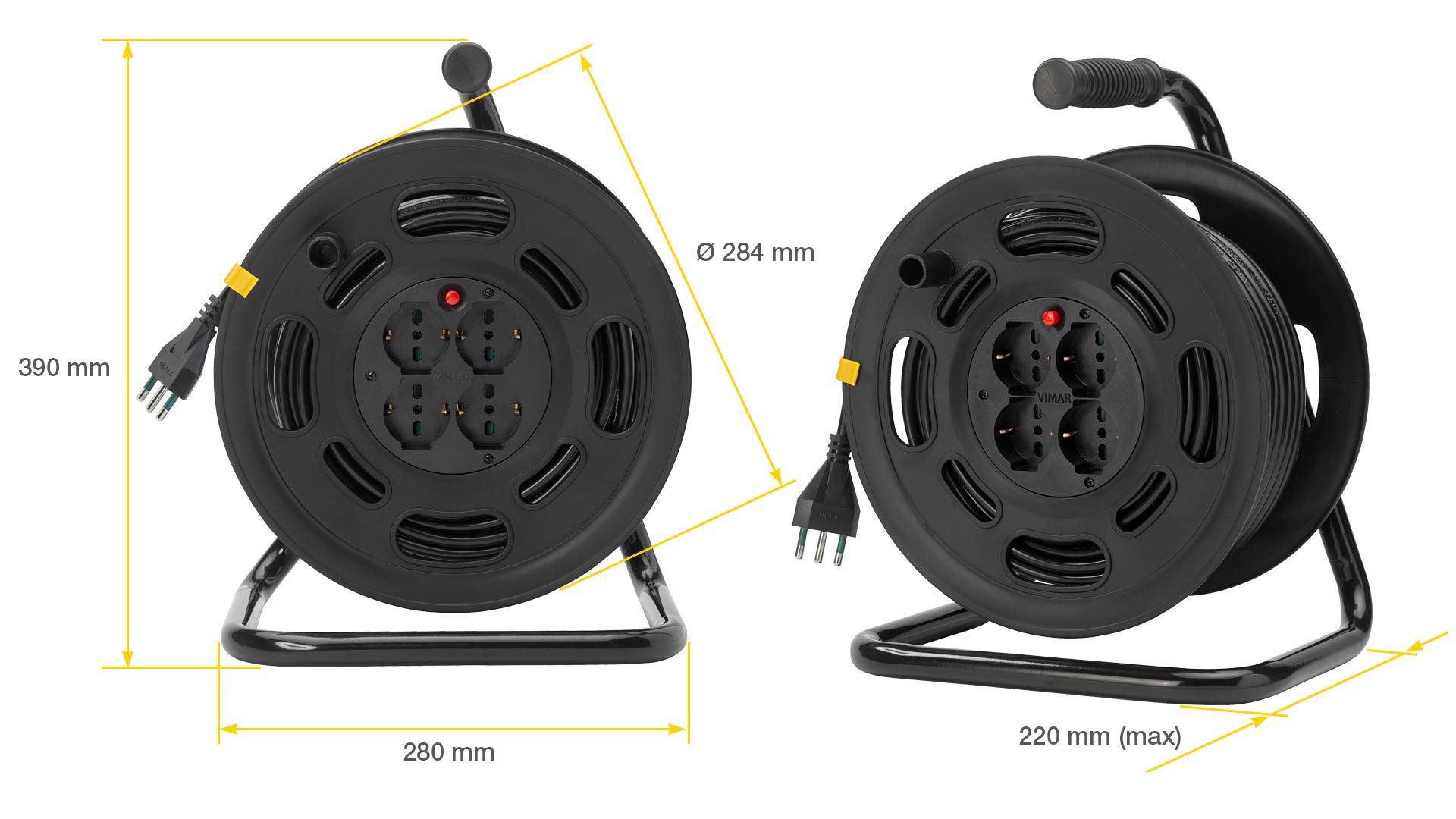 VIMAR 0p32733 nawijacz kabla 2P T 16 A 230 V ~ z termicznym wyłącznikiem zabezpieczającym, wielokolorowy
