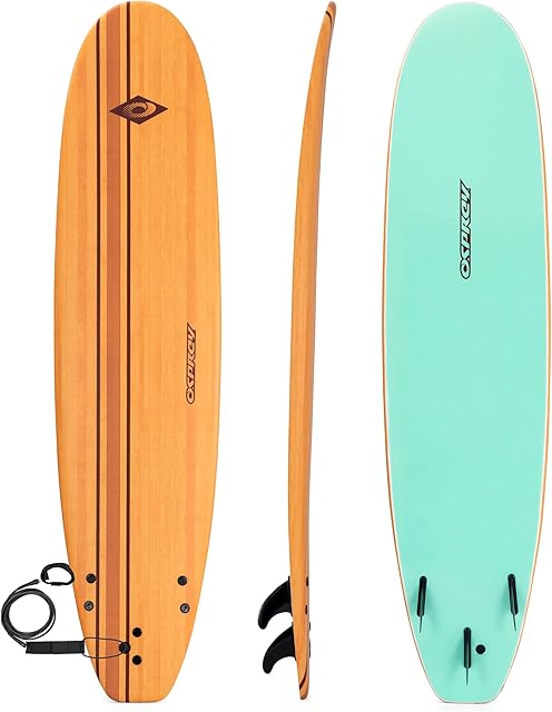 Osprey Pinstripe Foam Surfboard Soft Foamie Complete with Leash and Fins, High Spec Vacuum Sealed