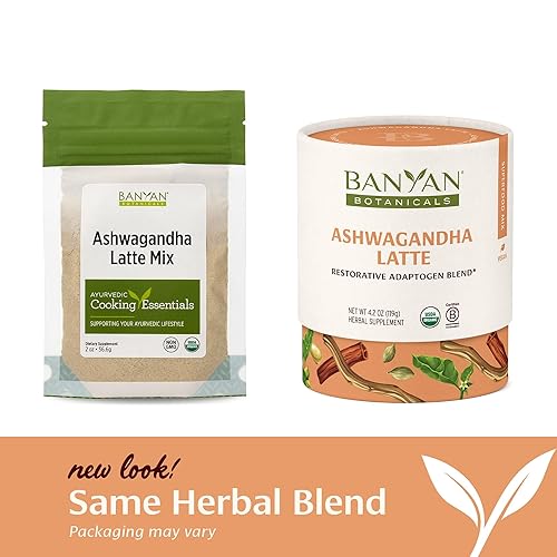 Miniatura 6 de Banyan Botanicals Ashwagandha Latte - Mezcla de café con leche orgánico sin cafeína - Bebida adaptógena a base de hierbas instantáneas para energía,