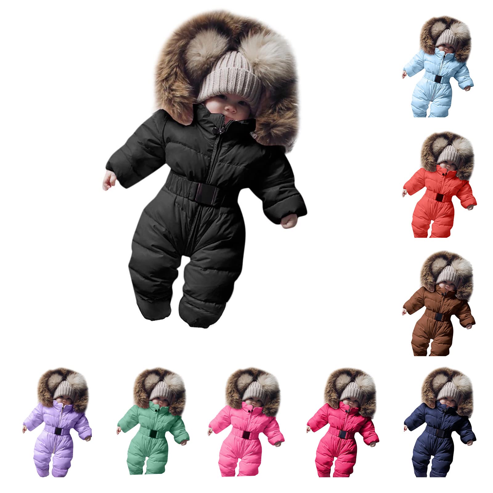 FEOYA Tuta Con Cappello Per Bebè Unisex - Pigiama Invernale Con Doppia Cerniera - 6 Mesi/3 Anni