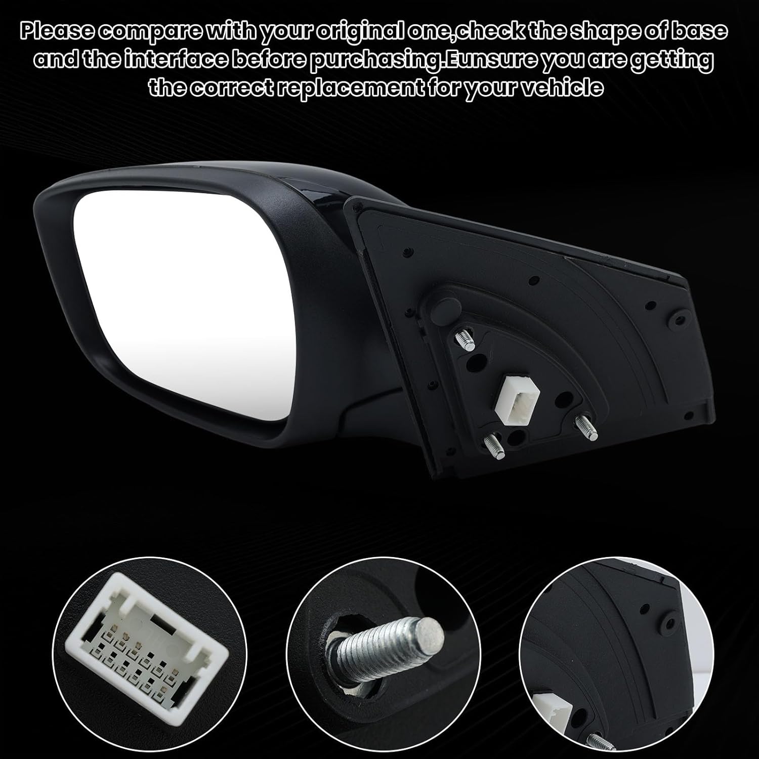 Left Driver Side Mirror for 2011 2012 2013 Hyundai Elantra Left Side Rear Door Mirror Heated Manual Folding Power Adjustment 5 Pins Black 876103Y100, HY1320179