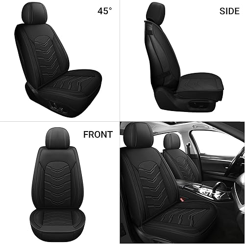 Miniatura 9 de AOOG Juego completo de 5 fundas de asiento de automóvil de cuero sintético transpirable, fundas interiores universales antideslizantes impermeables