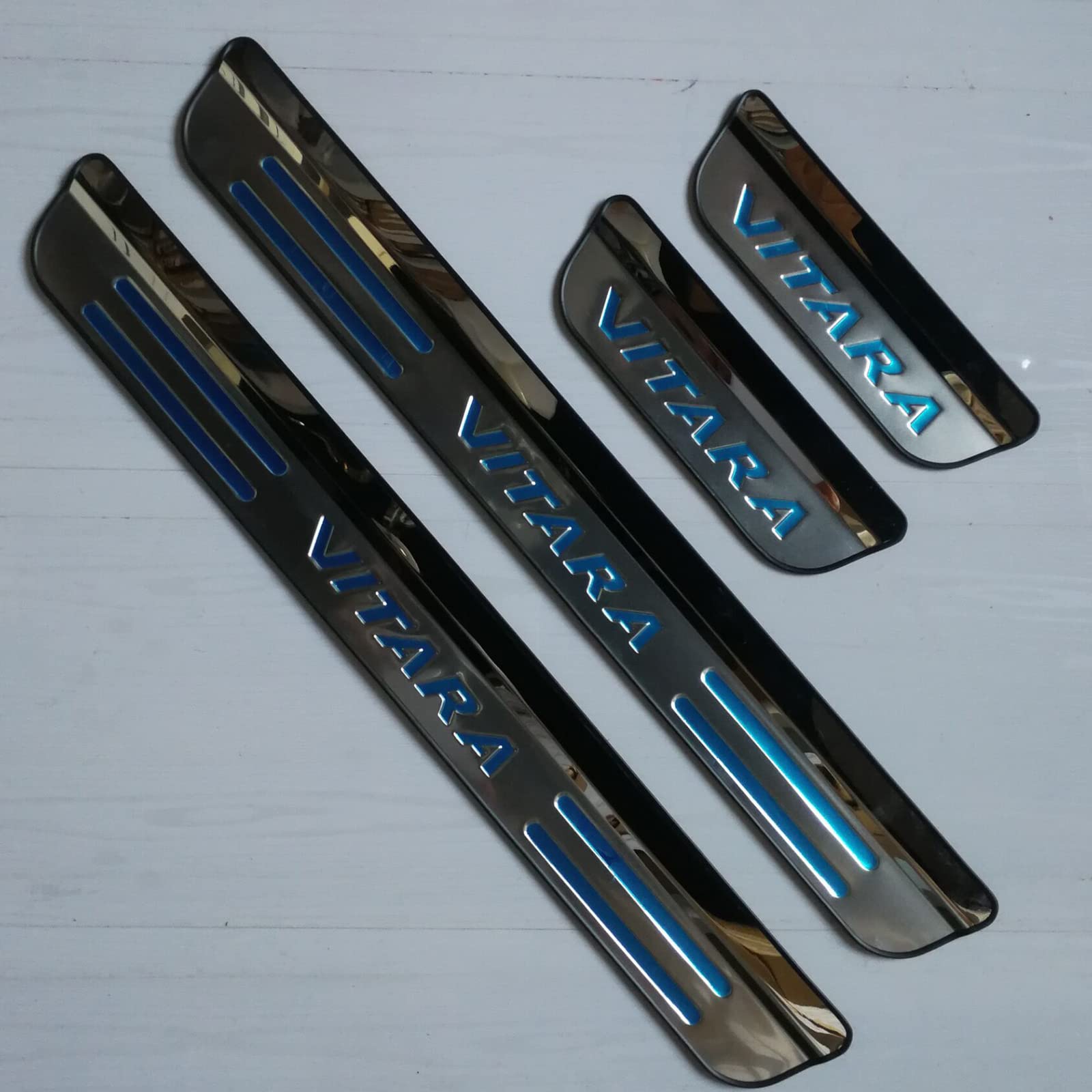 Car Door Sill Protector for Suz-uki Vitara 2015-2020 4PCS Scuff Plate Stainless Steel Stickers Accessories,Blue