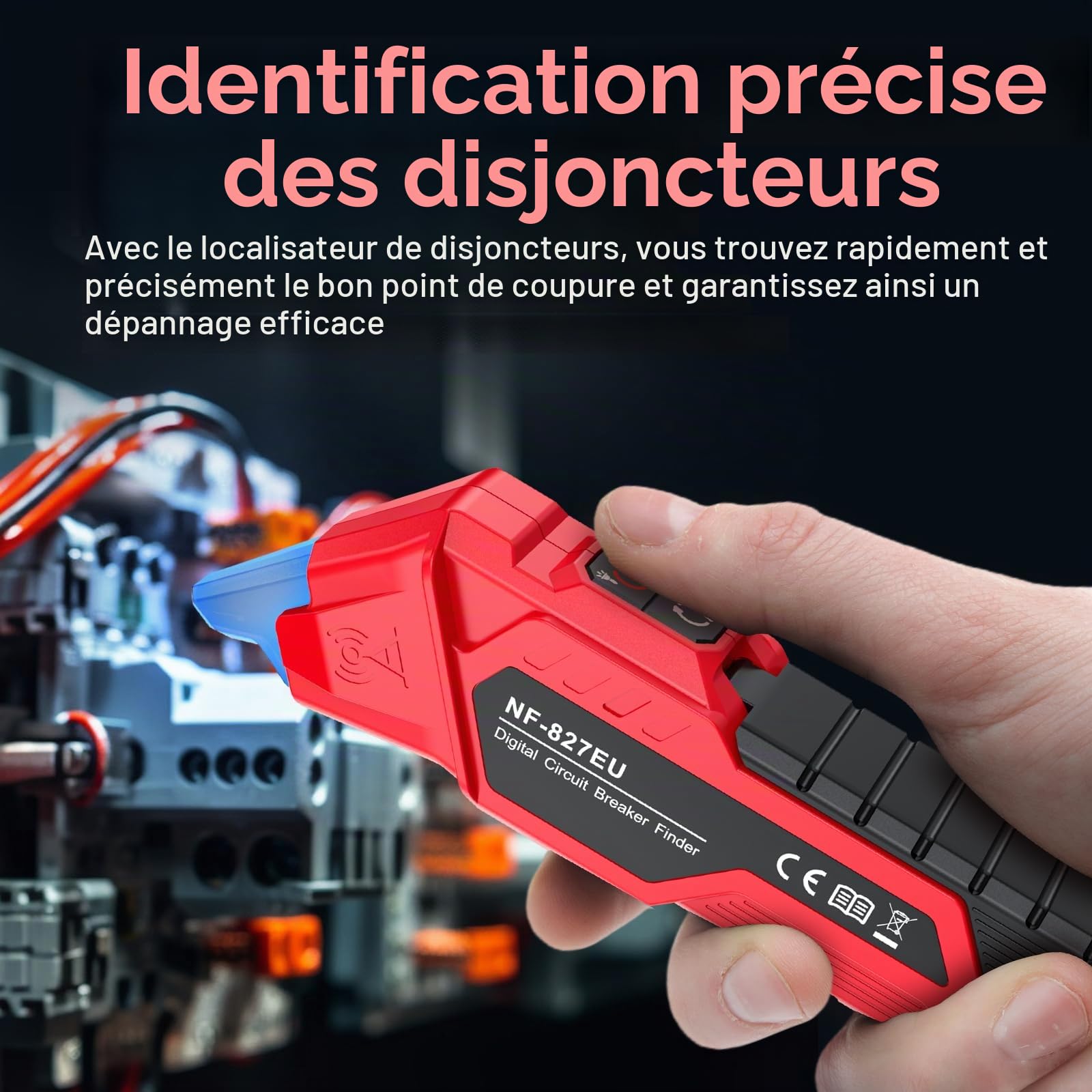 NOYAFA NF-827EU Testeur de prise, localisateur de fusible avec test RCD, localisateur de circuit électrique avec détecteur de tension sans contact, 6 fonctions de diagnostic d’erreur pour testeur de