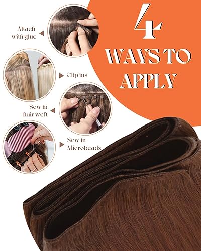 Miniatura 226 de Sunny Hair Extensiones de cabello humano de color marrón para coser, extensiones de cabello humano real, color marrón oscuro, ombré, marrón claro