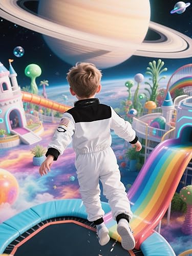 Miniatura 5 de Cuteshower Disfraz de astronauta de la NASA para niños y niñas, overol espacial