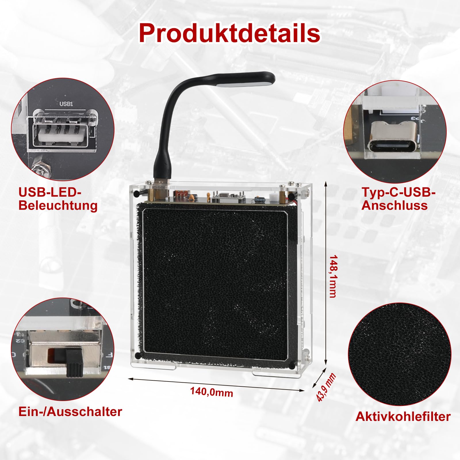 Kit de soudure pour aspirateur de brouillard à souder DIY - Kit d'absorbeur de fumée de soudure avec éclairage LED et filtres - Extracteur de fumée de soudure - Ventilateur fonctionnel pour station de