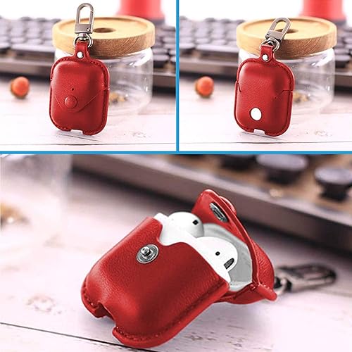 Miniatura 8 de Funda para AirPods, funda de piel delgada protectora suave para Apple AirPods 1 y 2, funda de carga con llavero (rojo)