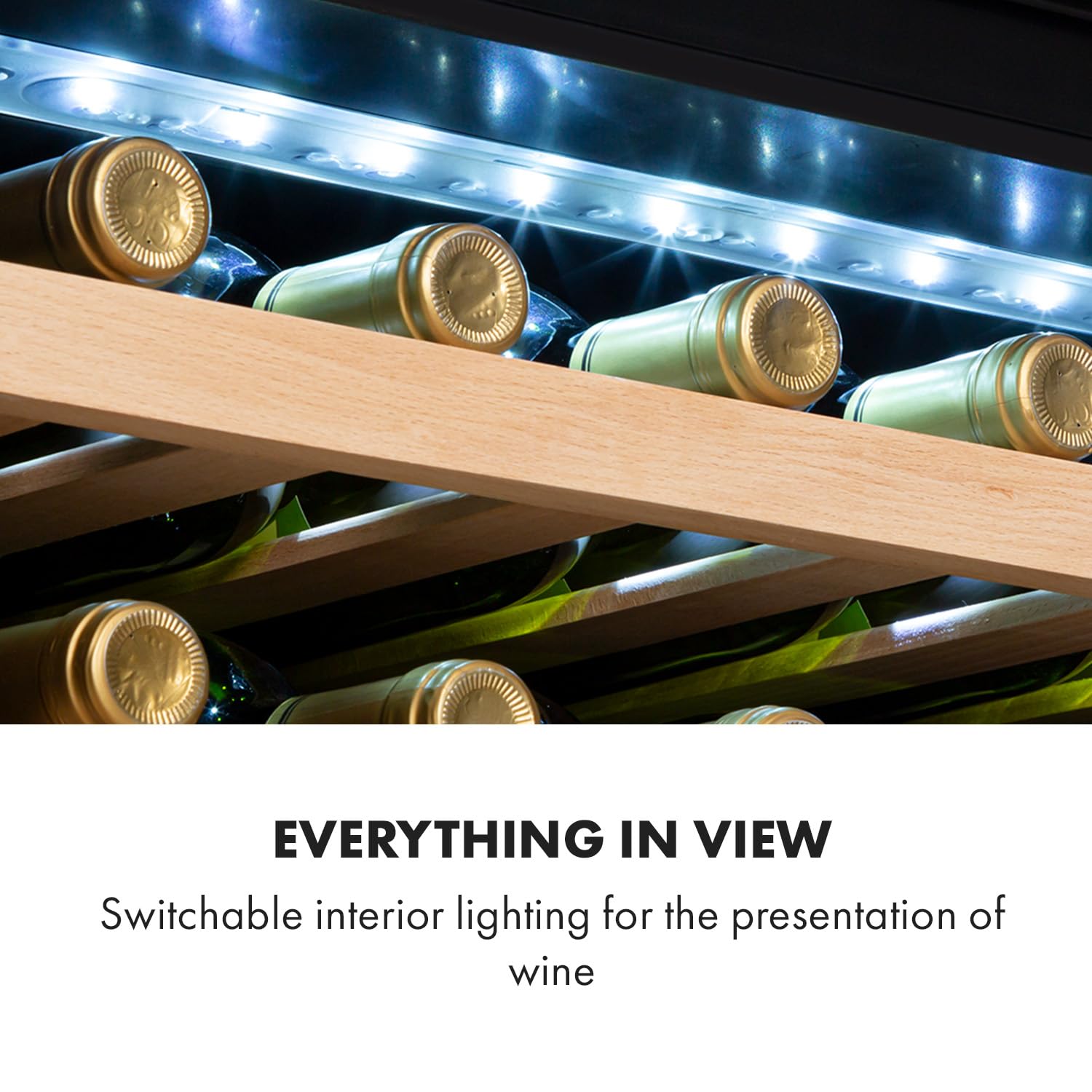 KLARSTEIN Vinsider Built-in Wine Cooler Drinks Fridge, nevera para vino de una zona, botellas de vino prosecco y cerveza, panel táctil, para interior/exterior, 5-22°C, 24 botellas, blanco