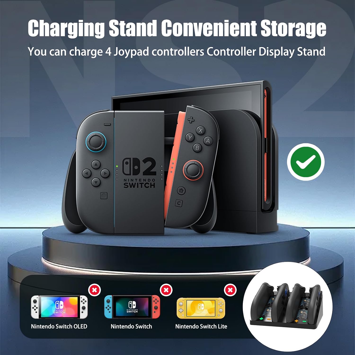 Switch 2 Controller Charger Docking Station for 2025 Nintendo Switch2, Charging Dock for S Witch 2 Controllers with Magnetic Base, NS Switch 2 Accessories Kit,Compact Nintendo Switch 2 Controller image 2