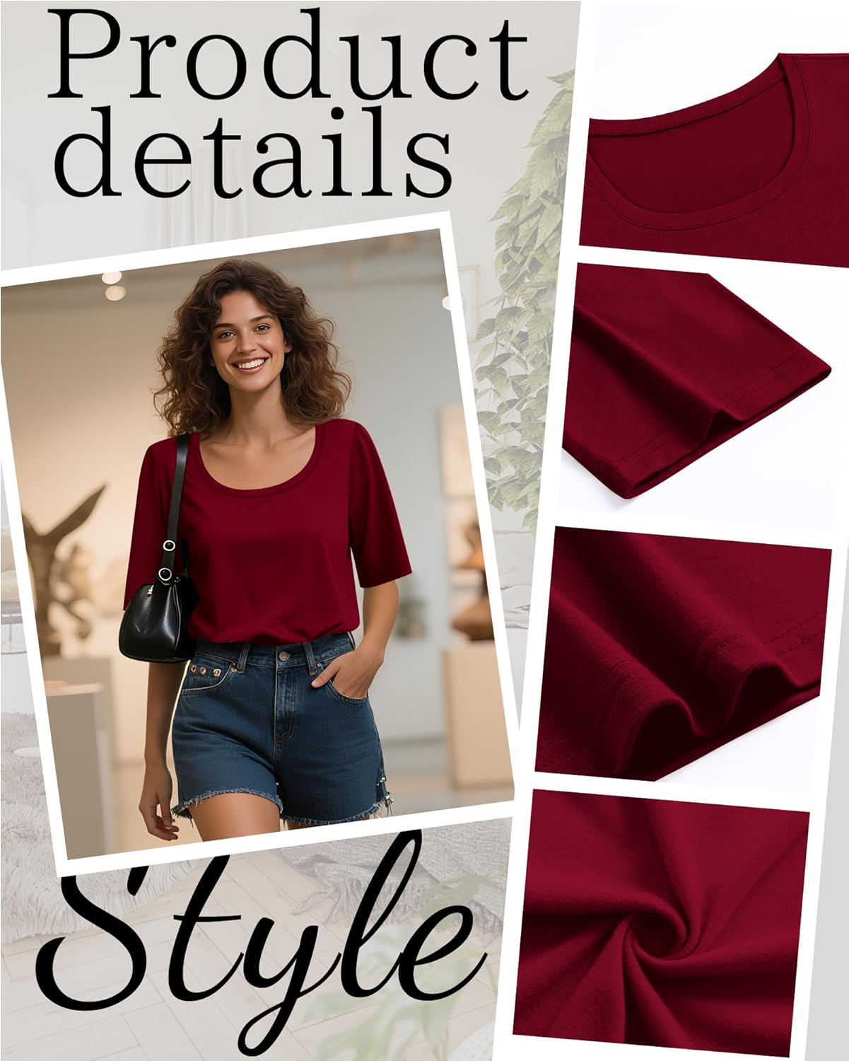 Neer 4 Pack Women’s Half Sleeve T-Shirts Elbow Length Tops Women Scoop Neck Loose Basic Tee Summer Casual Blouses - Image 5