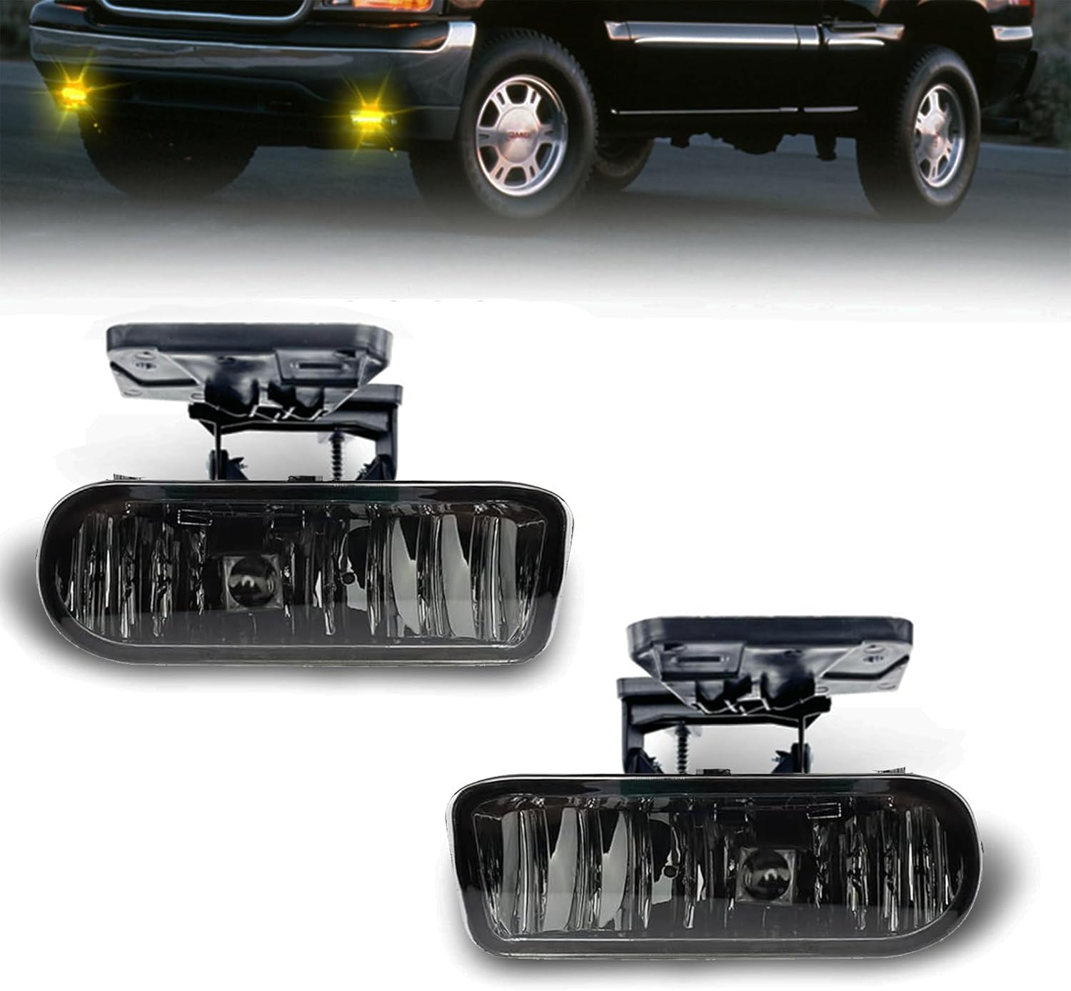 Boxlight Fog Lamp Compatible with [1999-2002 GMC Sierra] [2000 2001 2002 2003 2004 2005 2006 GMC Yukon] (Smoked)