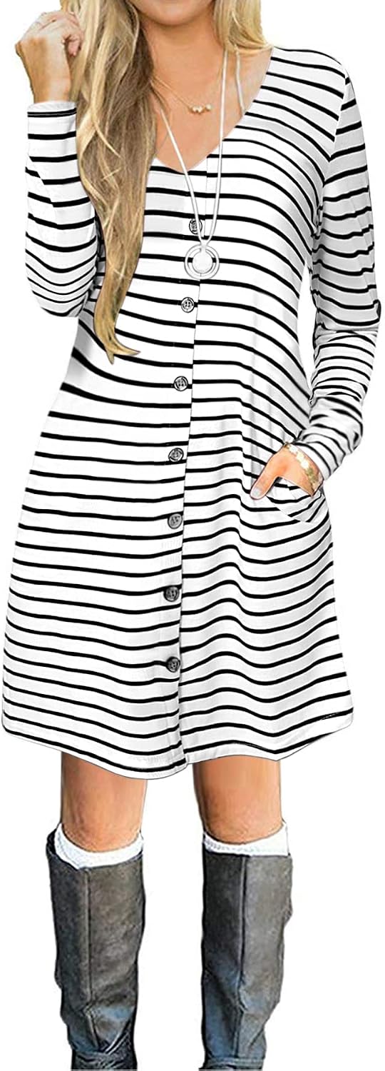 chinese dress ladies Best long-sleeved T-shirt dress with pockets for $20 on Amazon