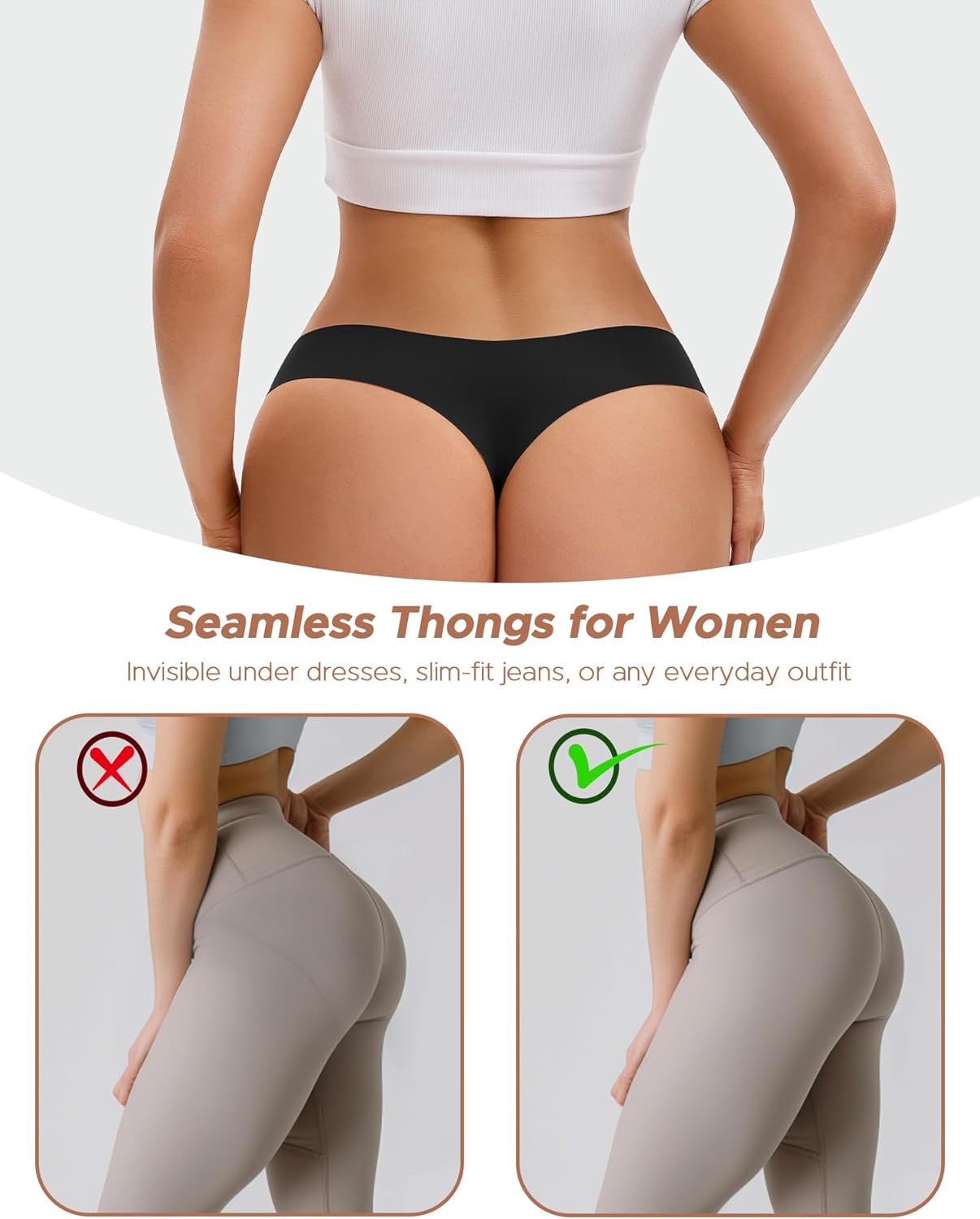 INNERSY Seamless Thongs for Women No Show Underwear Sexy Breathable Comfortable Panties 6-Pack - Image 4