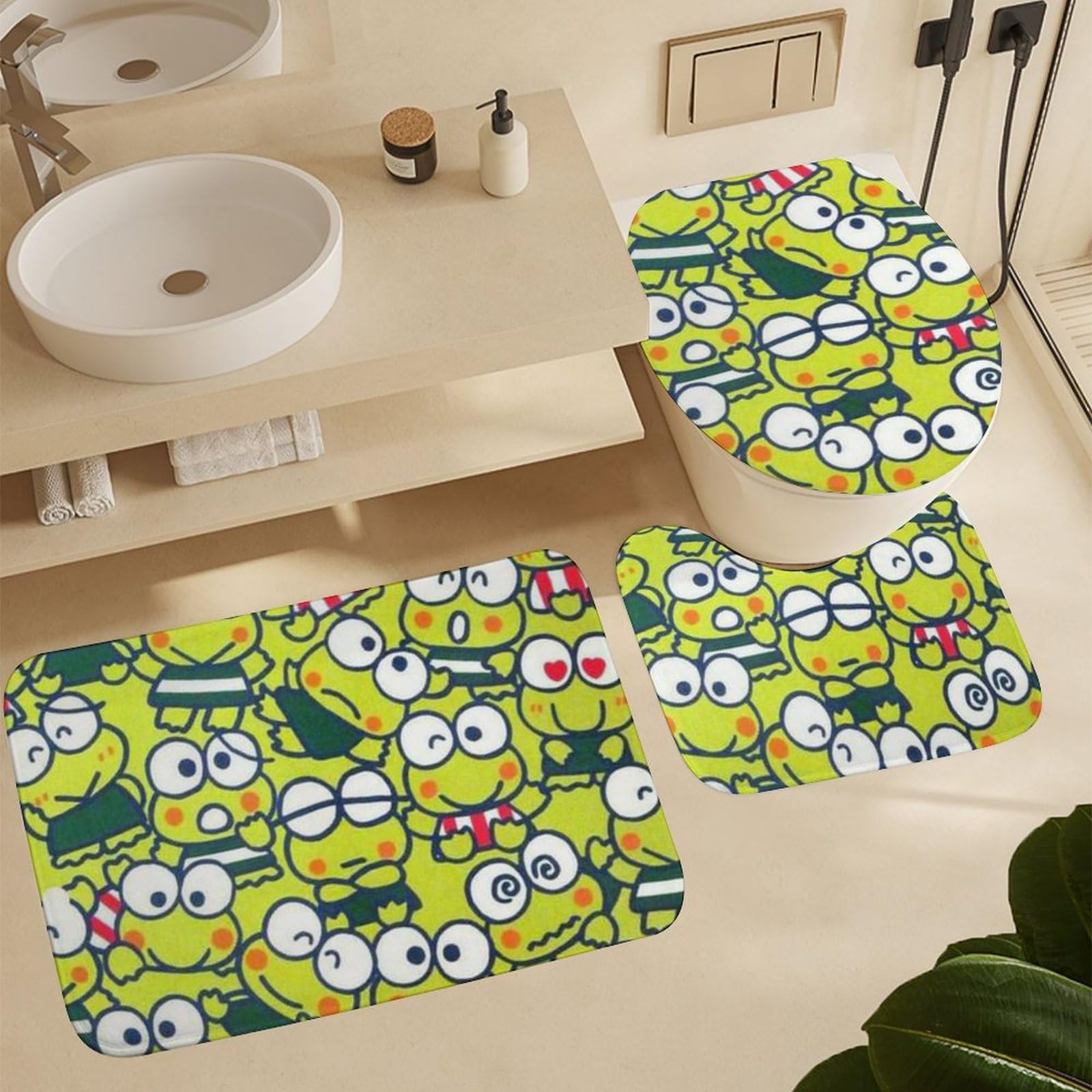 Amazon｜けろけろけろっぴ トイレマットセット 3点 セット バスマット