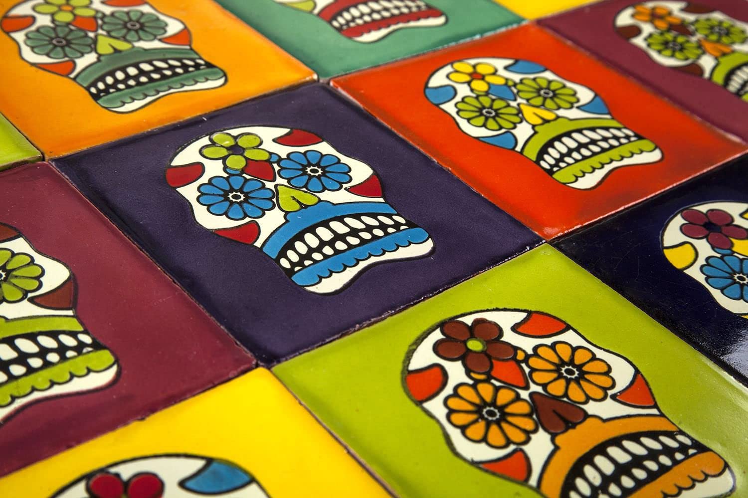 Idan - 30 Mexicaanse tegels 10,5x10,5 cm Talavera badkamer- en keukentegels decoratie voor badkamer, douche, trap, keukenachterwand, cementtegels, Marokkaanse ontwerpen