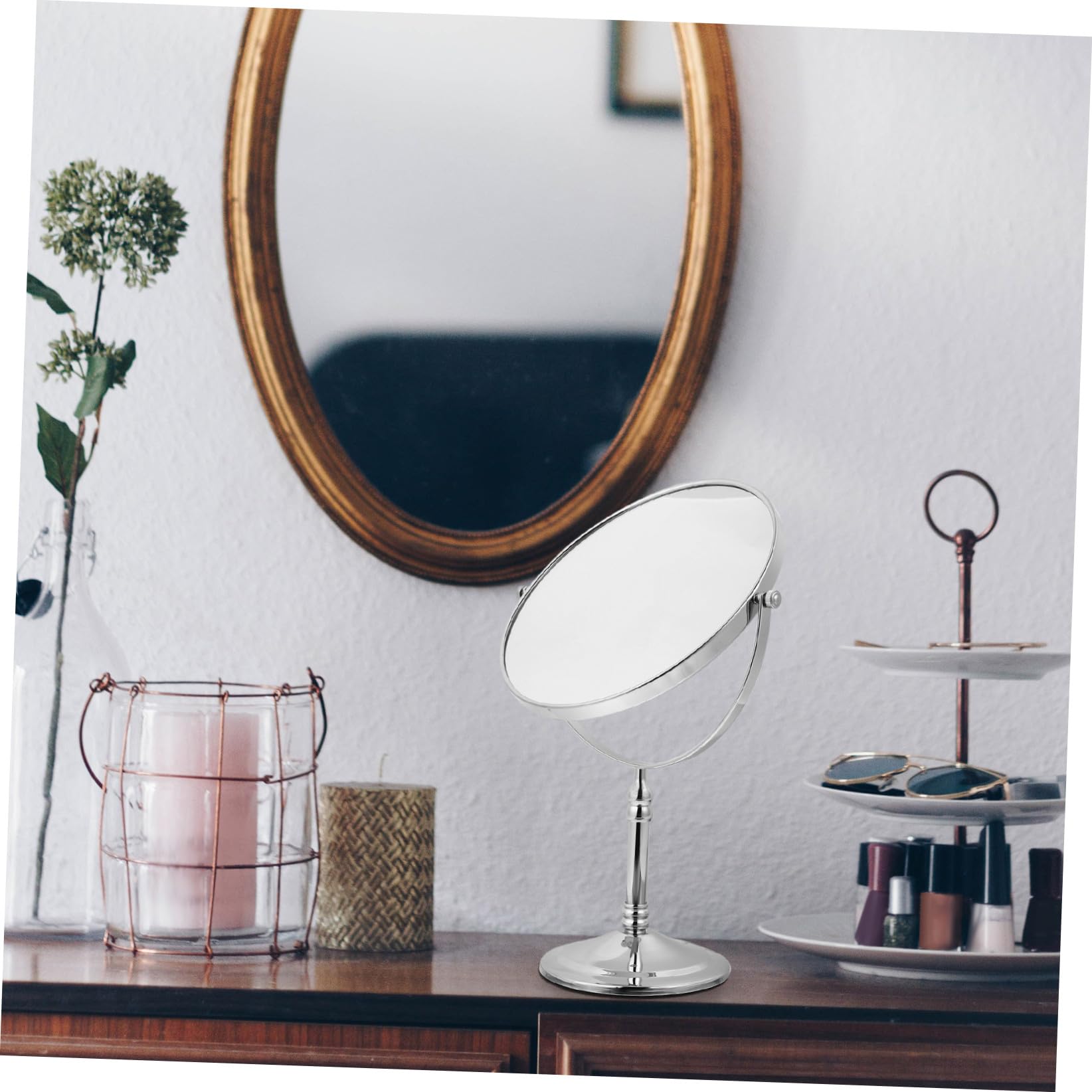 Healeved Espejo De Maquillaje De Doble Cara con Función De Aumento Espejo Cosmético Giratorio para Mujer para Uso Baño Dormitorio y Salón